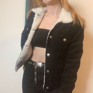 ♟Black Wool Lined Padded Corduroy Jacket♟